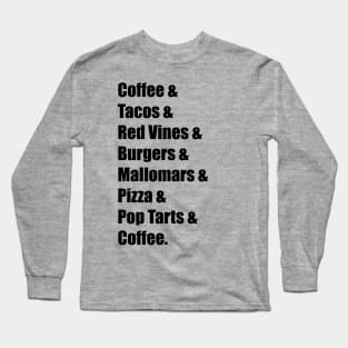 Gilmore Girls Food List Long Sleeve T-Shirt